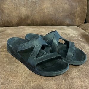 NuuSol Wonen's Black Slide Sandals - Cross Strap Comfort